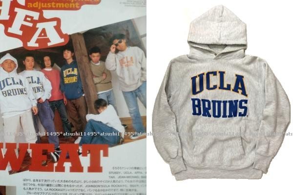 激レア! HFA掲載 90's 90年代 MV SPORT製 UCLA BRUINS リバースウィーブ型 スウェット パーカー M 藤原ヒロシ氏着用_画像1