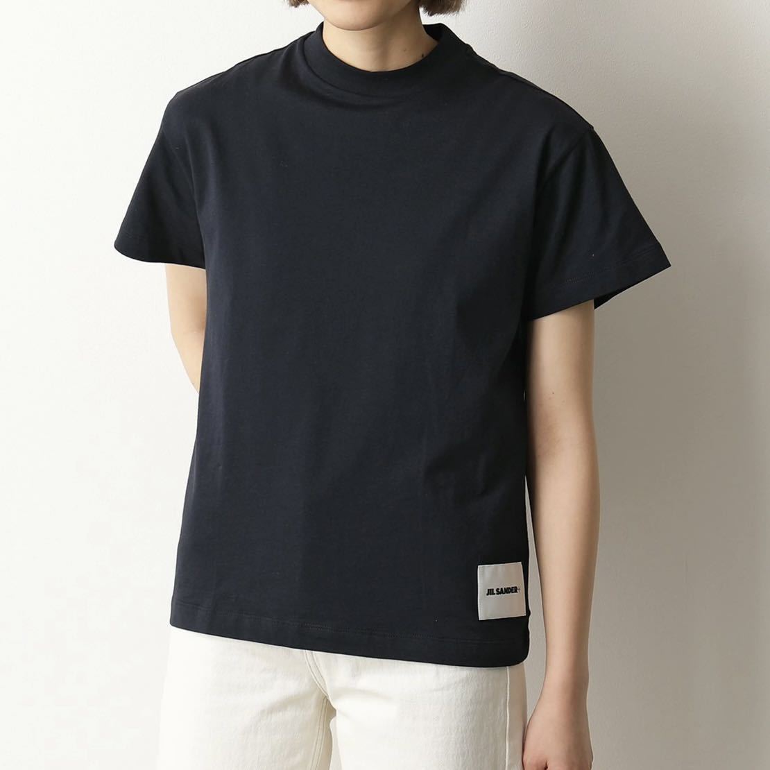 新品 Jil Sander+ ジルサンダー ロゴラベル Tシャツ 1枚　レディース ダークネイビー M Logo Tee_画像5