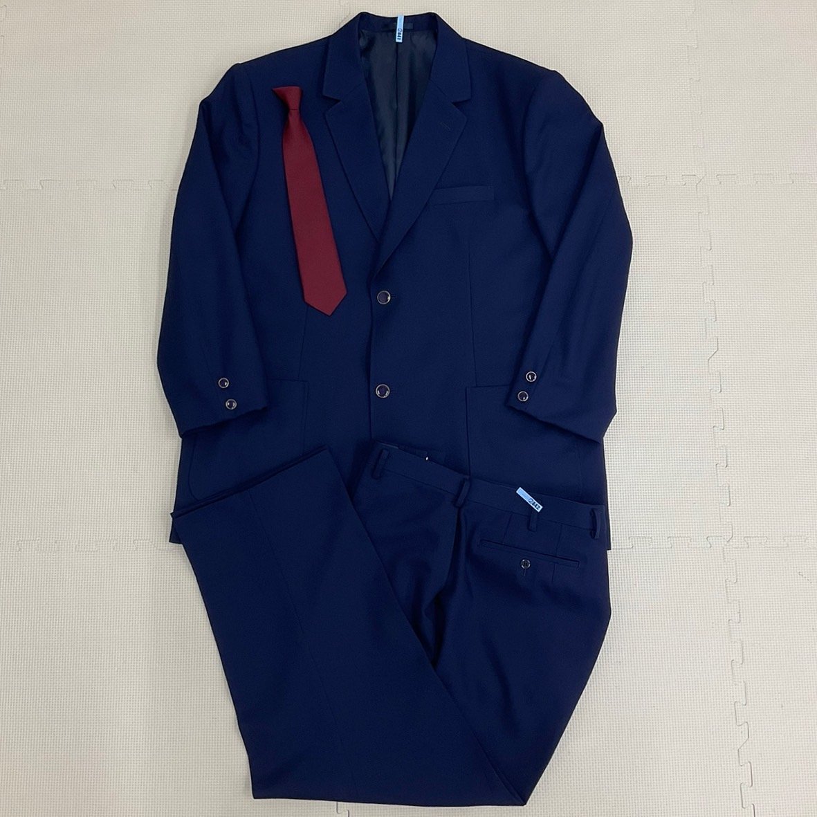 UT363 (中古) 栃木県 日新中学校 男子学生服 3点セット /特大/別寸/W115/ブレザー/ズボン/ネクタイ/GREENMATE/青紺/冬服/制服/卒業生品/_画像1