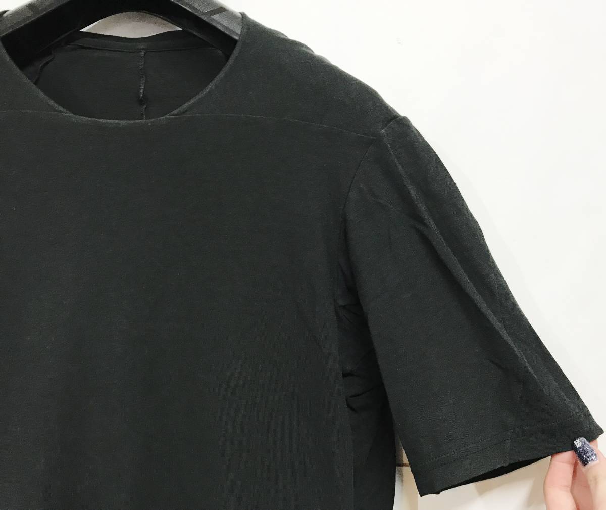 DEVOA デヴォア フェイクレイヤードショートスリーブカットソー ブラック 1 半袖 Tシャツ 日本製の画像4