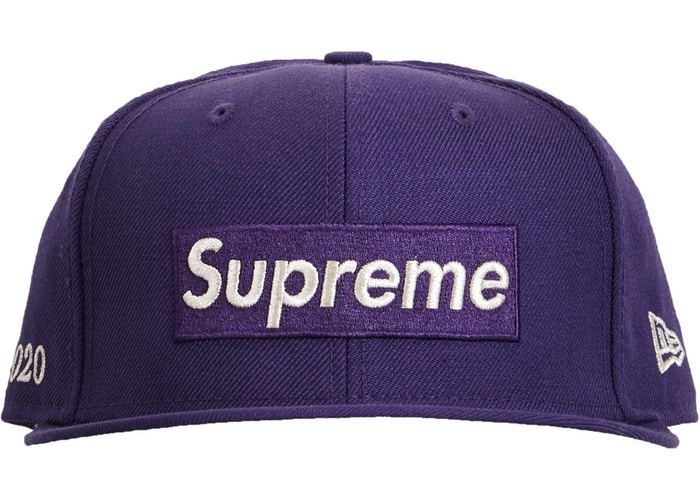 新品タグ付き 20SS Supreme シュプリーム $1M Metallic Box Logo New Era ボックスロゴ キャップ 7-8/3  紫 パープル