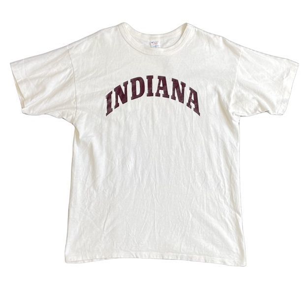 80’s 米国製 MADE IN USA チャンピオン Champion Tシャツ INDIANA アーチ ホワイト 白 L [l-0687]