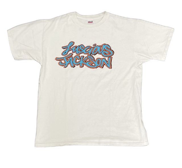 90's 00's ビンテージ バンドT Tシャツ ルシャス・ジャクソン LUSCIOUS JACKSON Grand royal 両面 anvil 白 サイズL [l-0674]
