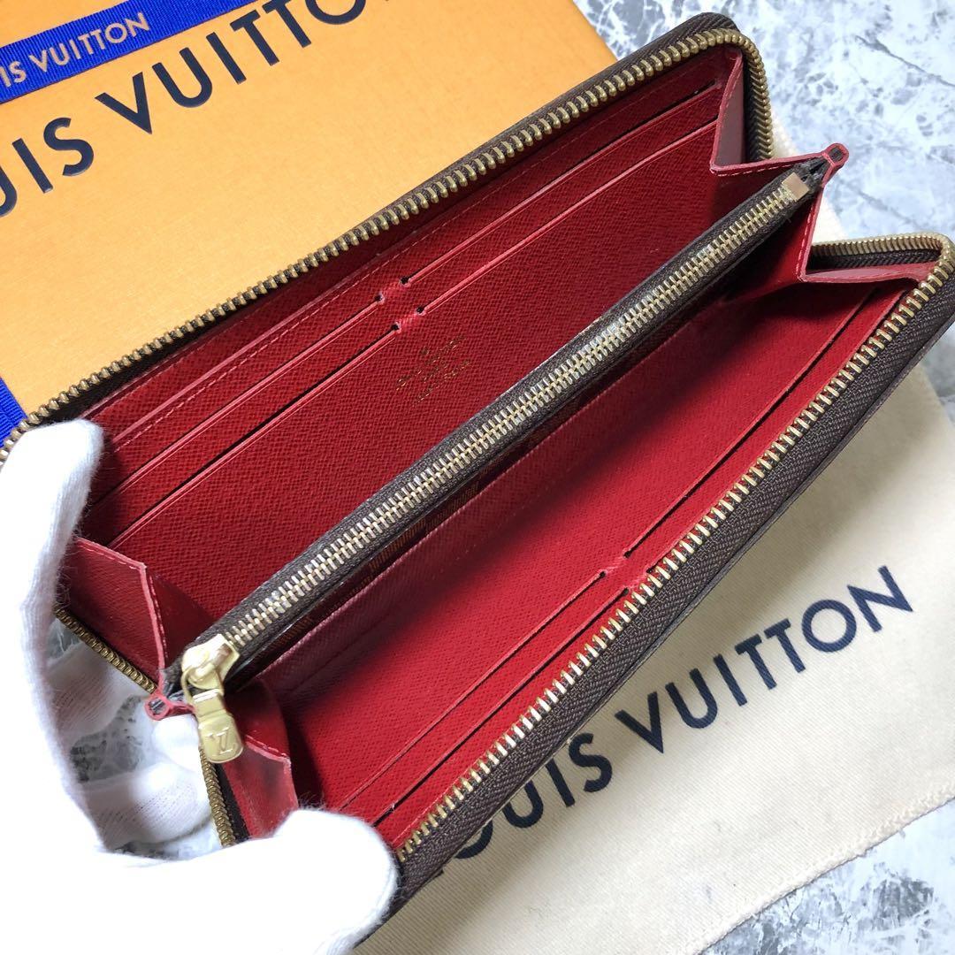 極美品 ルイヴィトン ダミエ ポルトフォイユ クレマンス レッド 赤 長