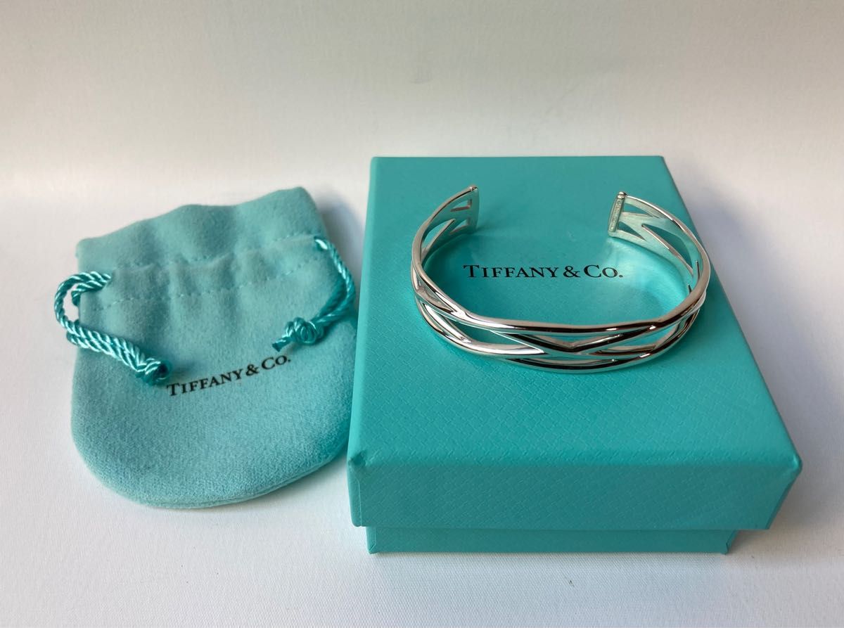 Tiffany＆co.  希少　ティファニー　ヴィンテージ　編み込み　シルバーカフ　ワイドバングル　ブレスレット　Ag925