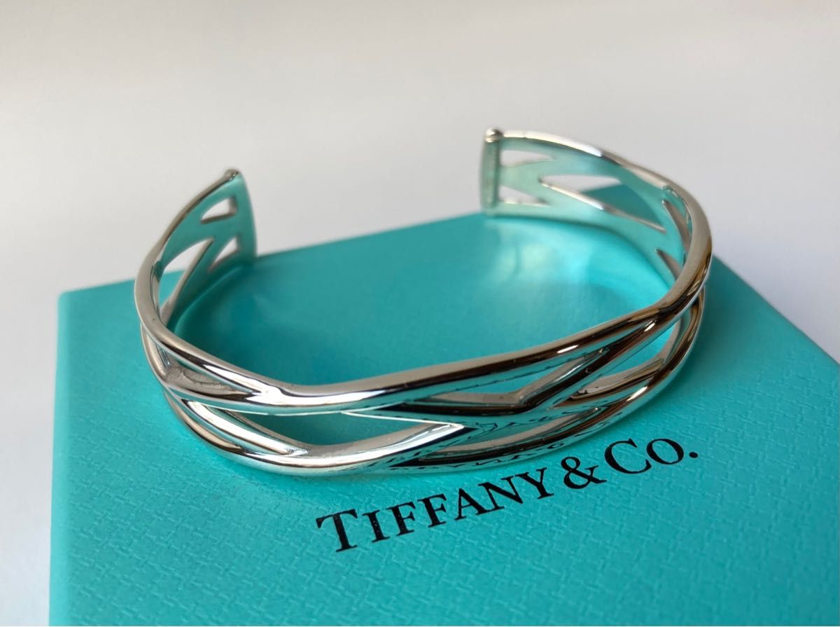 Tiffany＆co.  希少　ティファニー　ヴィンテージ　編み込み　シルバーカフ　ワイドバングル　ブレスレット　Ag925