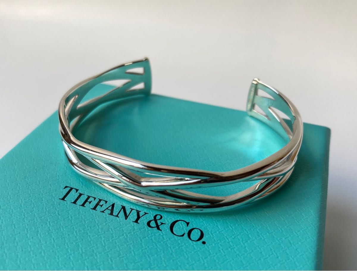 Tiffany＆co.  希少　ティファニー　ヴィンテージ　編み込み　シルバーカフ　ワイドバングル　ブレスレット　Ag925