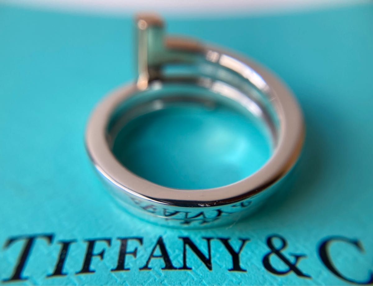 Tiffany＆co. ティファニー　Tラップ・スクエア　イエローゴールド　シルバー　コンビリング　Au750 Ag925