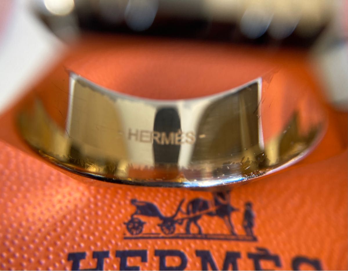 HERMES エルメス 希少 ツールボックス Hロゴモチーフ イエローゴールド ステンレスリング SS