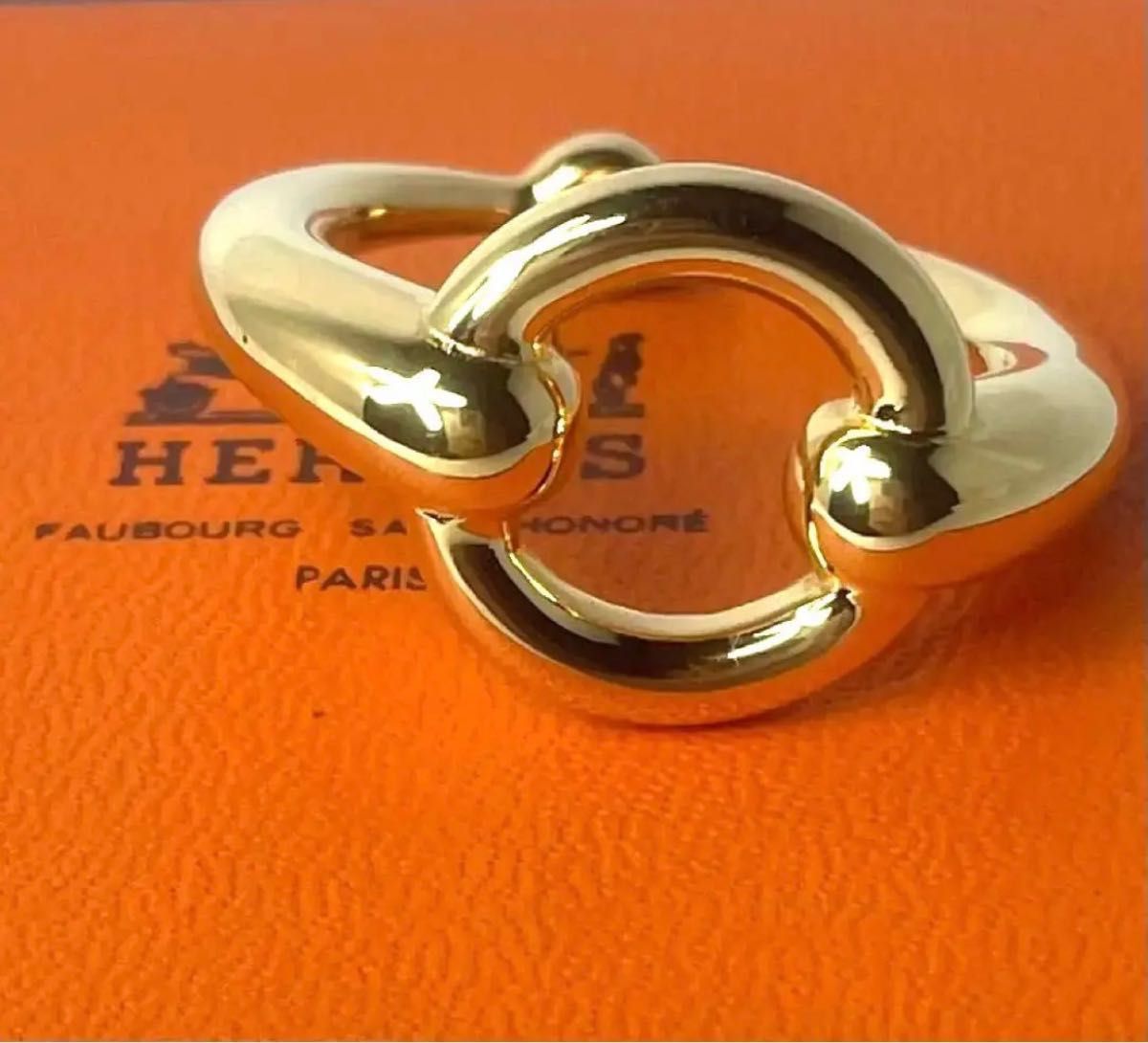 美品】 HERMES エルメス スカーフリング モー ゴールド ホースビット-