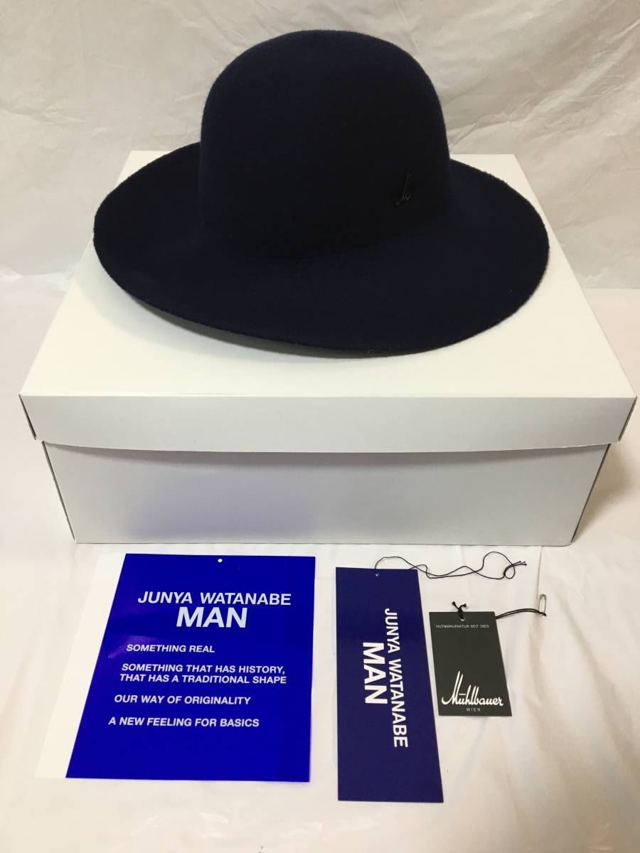 J101新品未使用 JUNYA WATANABE MAN ジュンヤワタナベマン Muhlbauer ミュールバウアー ウールフェルトハット ネイビー S コムデギャルソン_画像1