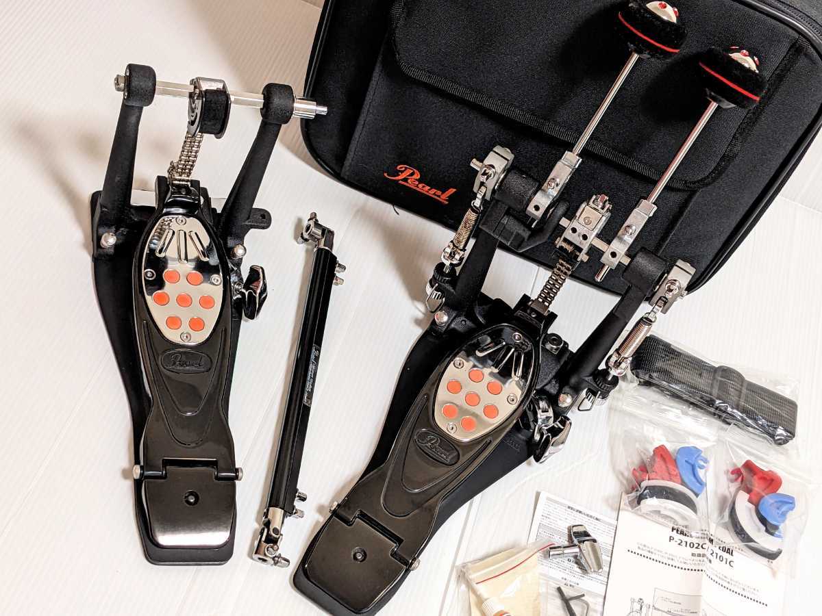 美品 ツインペダル Pearl P-2102C 状態良好 ケース他付属品各種あり