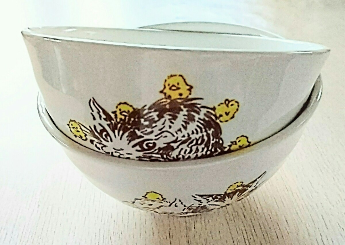 新品【ダヤン】ヒヨコといっしょ♪かわいいダヤンお茶碗★贈り物にも★食器 茶碗 わちふぃーるど ダヤン猫 ねこ cat ちゃわん B_画像1