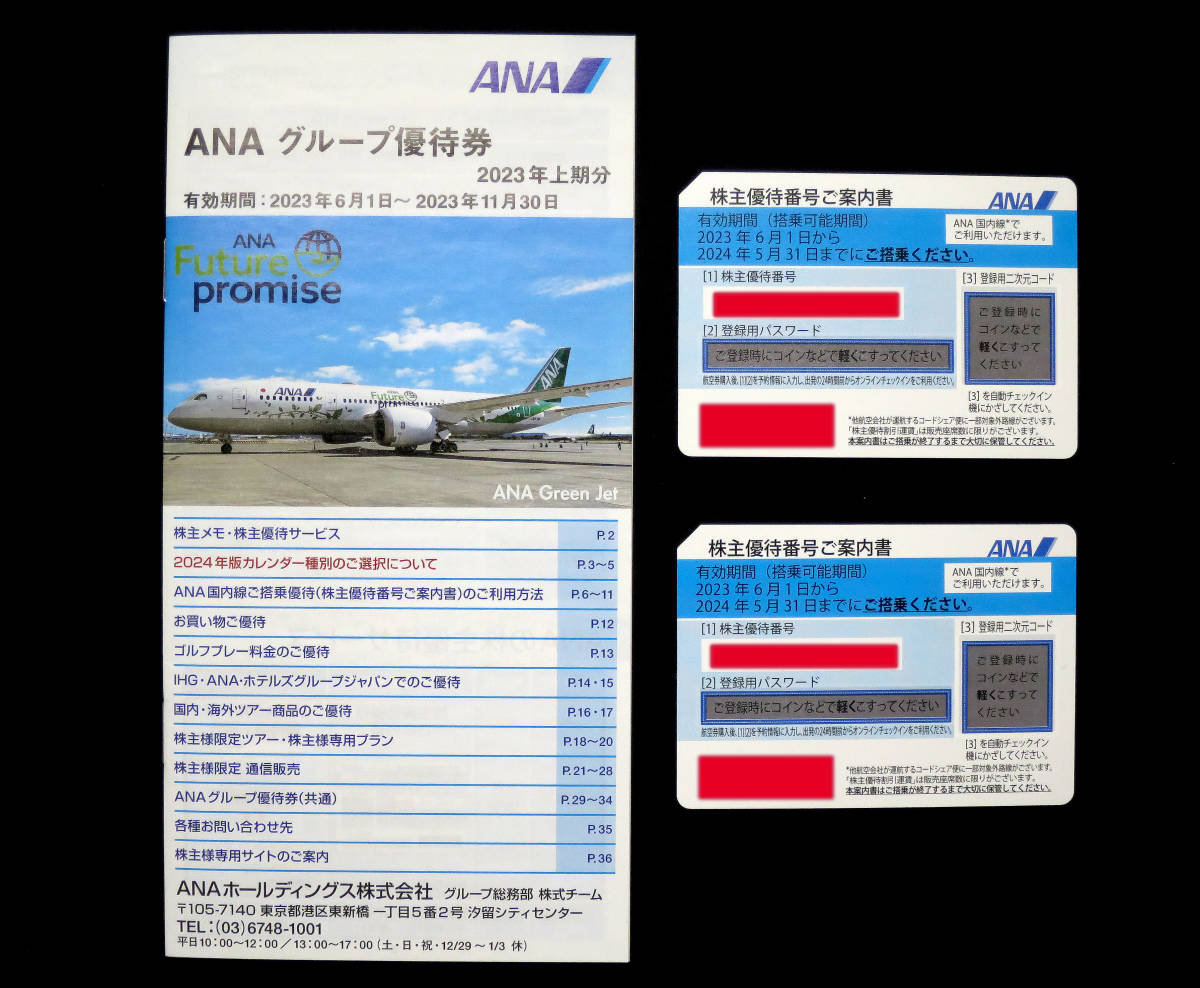 ANA 全日空 株主優待券2枚（2024年5月31日まで）、ANAグループ優待券