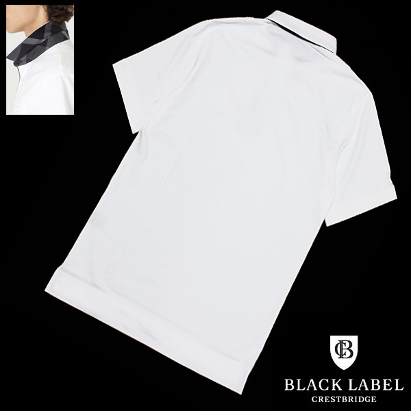 定価1.7万 M(2)新品ブラックレーベル クレストブリッジ Coolmaxクールマックス 前立てCBチェック 半袖ポロシャツ白BLACK LABEL CRESTBRIDGEの画像3