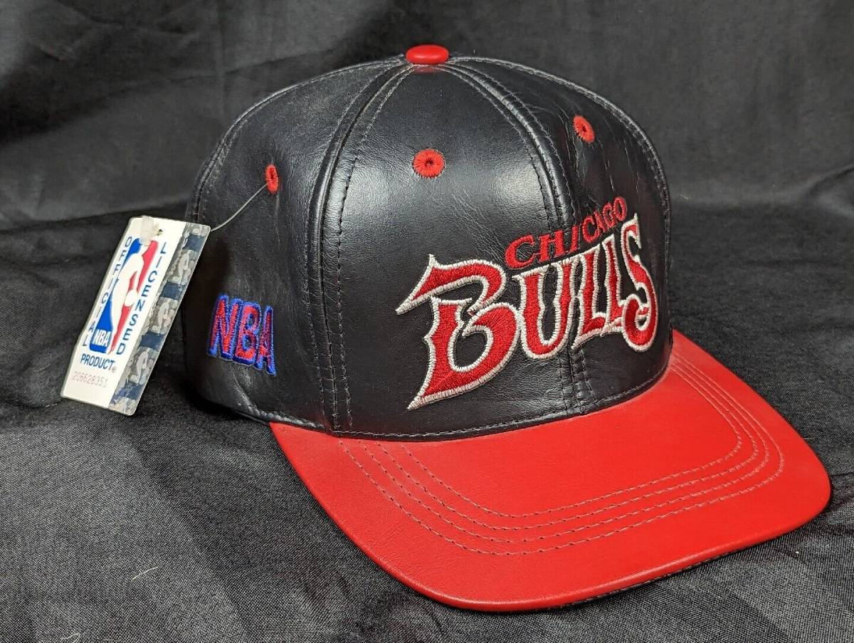 NBA Chicago Bulls シカゴ ブルズ 1996 Vintage Leather本革 Snapback キャップ フリーサイズ