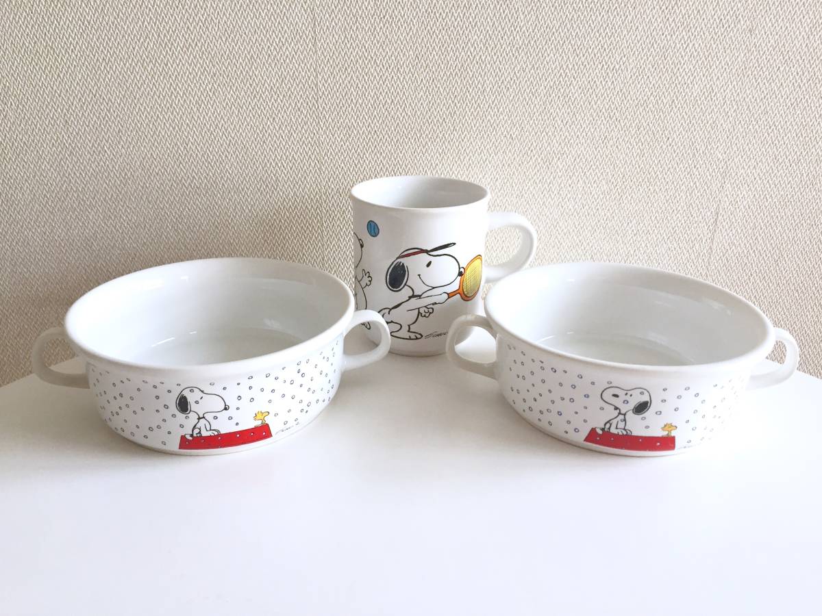  Snoopy * soup plate * mug *3 piece set 