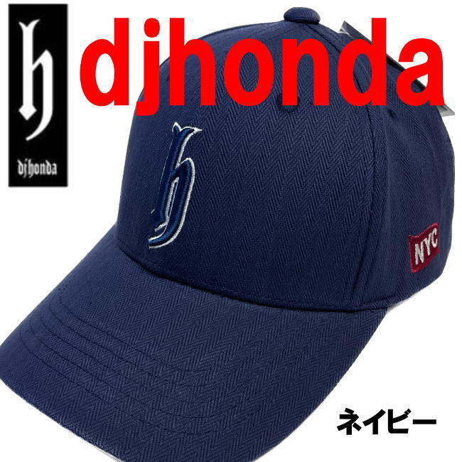 ネイビー djhonda djホンダ ディージェイホンダ DC66 キャップ 帽子 ロゴ刺繍_画像1