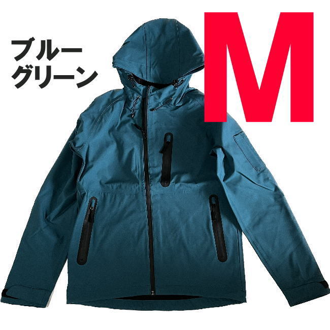 新品 Bグリーン M ワークマン 3レイヤー ストレッチ レインジャケット