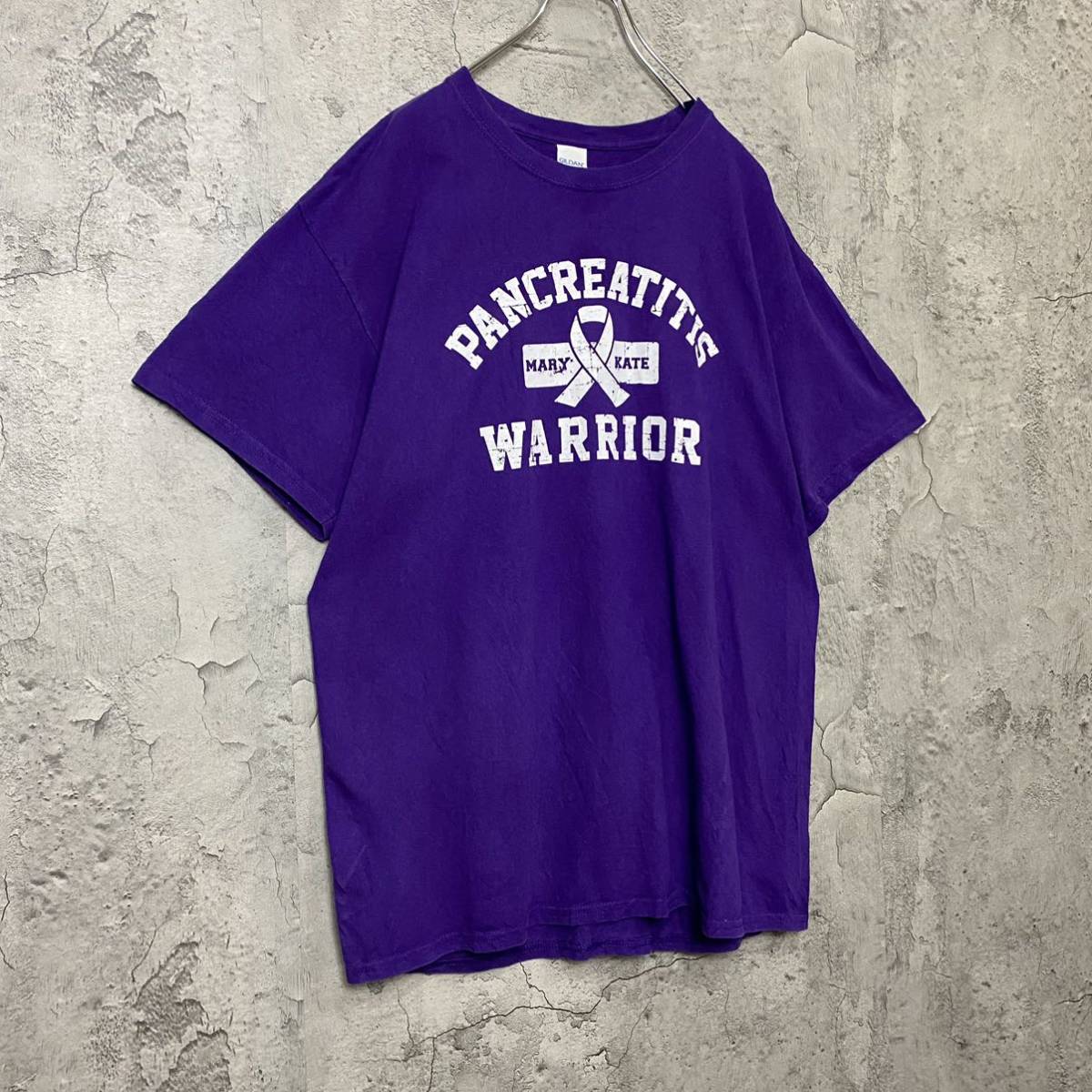 GILDAN ギルダン ビッグプリントロゴ Tシャツ 半袖 Lサイズ 紫 ギルダン HAPPY ハッピー Tシャツ 2XL 総柄ブラック 黒 古着