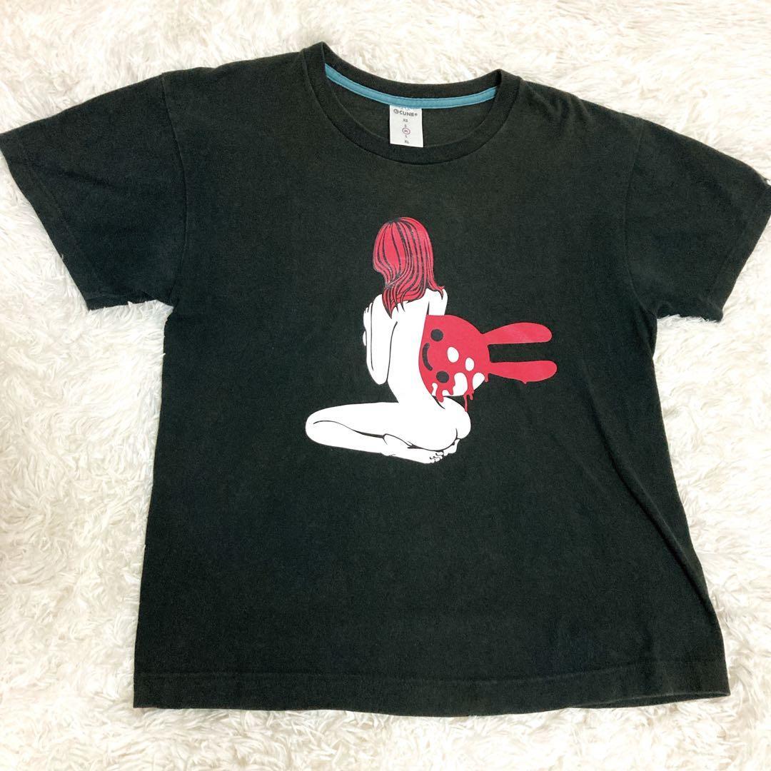 入手困難 きわどいエロさ】CUNE キューン プリントTシャツ 半袖 ヌード