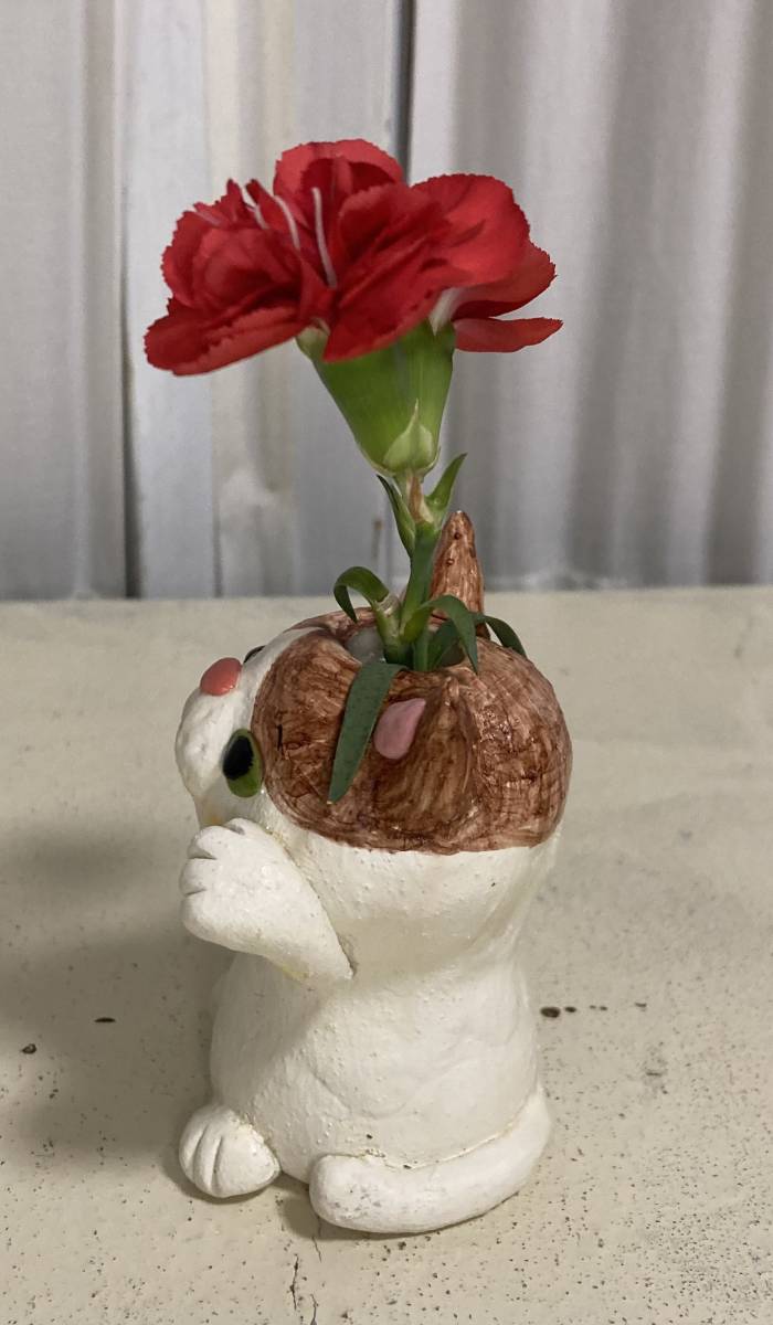 猫 招き猫 花瓶 花器 一輪挿し 置き物 置物 作家 可愛い 癒し インテリア雑貨 インテリア 雑貨
