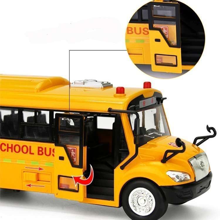 高品質大スクールバスのおもちゃシミュレーションバスと慣性車の音と光のモデルの子供のギフト k00214_画像3