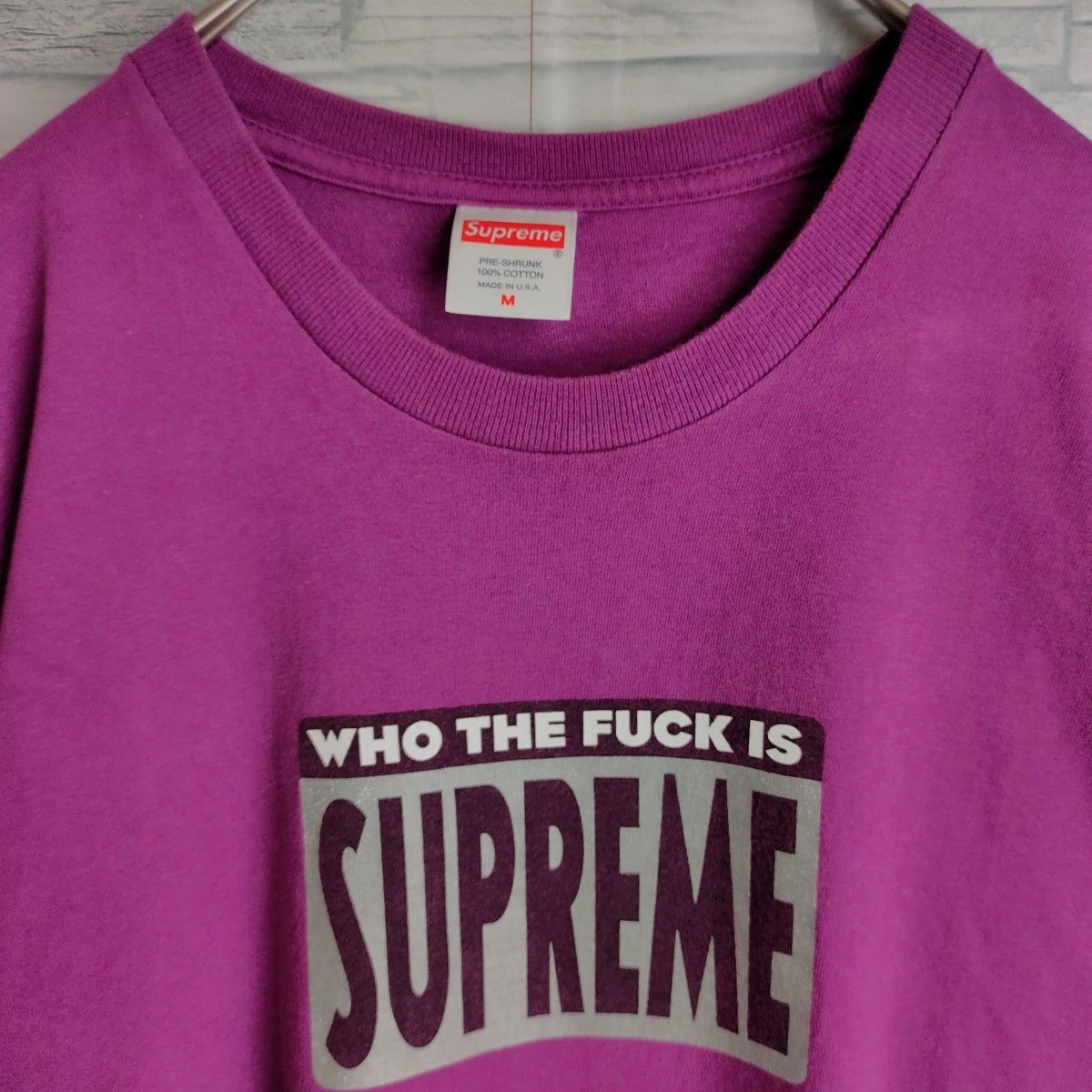 【USA製】シュプリーム☆センターロゴTシャツ　M 希少カラー パープル 19ss who the fuck is supreme