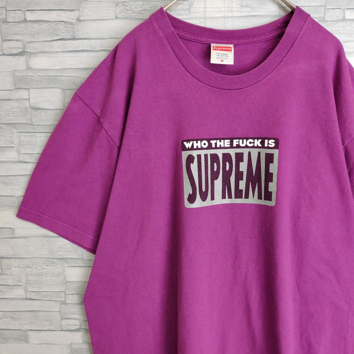 【USA製】シュプリーム☆センターロゴTシャツ　M 希少カラー パープル 19ss who the fuck is supreme