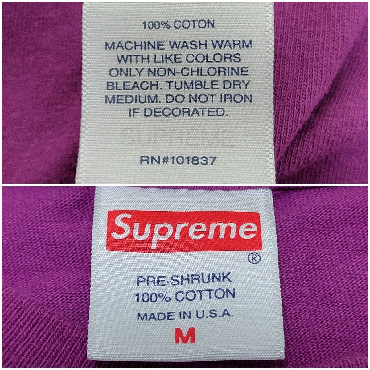 【USA製】シュプリーム☆センターロゴTシャツ　M 希少カラー パープル 19ss who the fuck is supreme