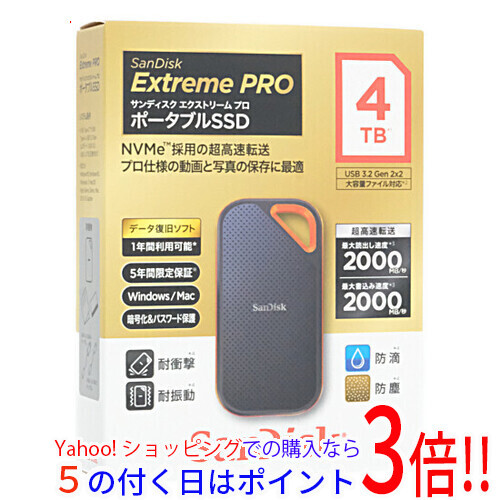 SANDISK ポータブルSSD エクストリーム プロ SDSSDE81-4T00-J25 4TB