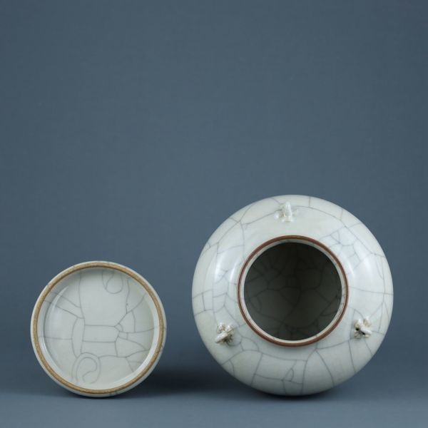 明代大明成化年製陶磁器哥窯三系蓋罐仁染付置物擺件古賞物古美術