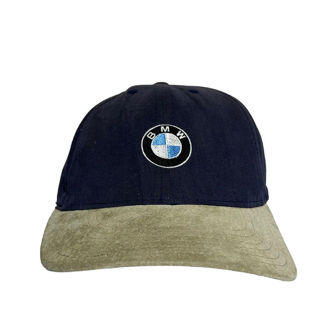 90s】米国製 BMW ロゴ刺繍 スウェード ツートンカラー キャップ