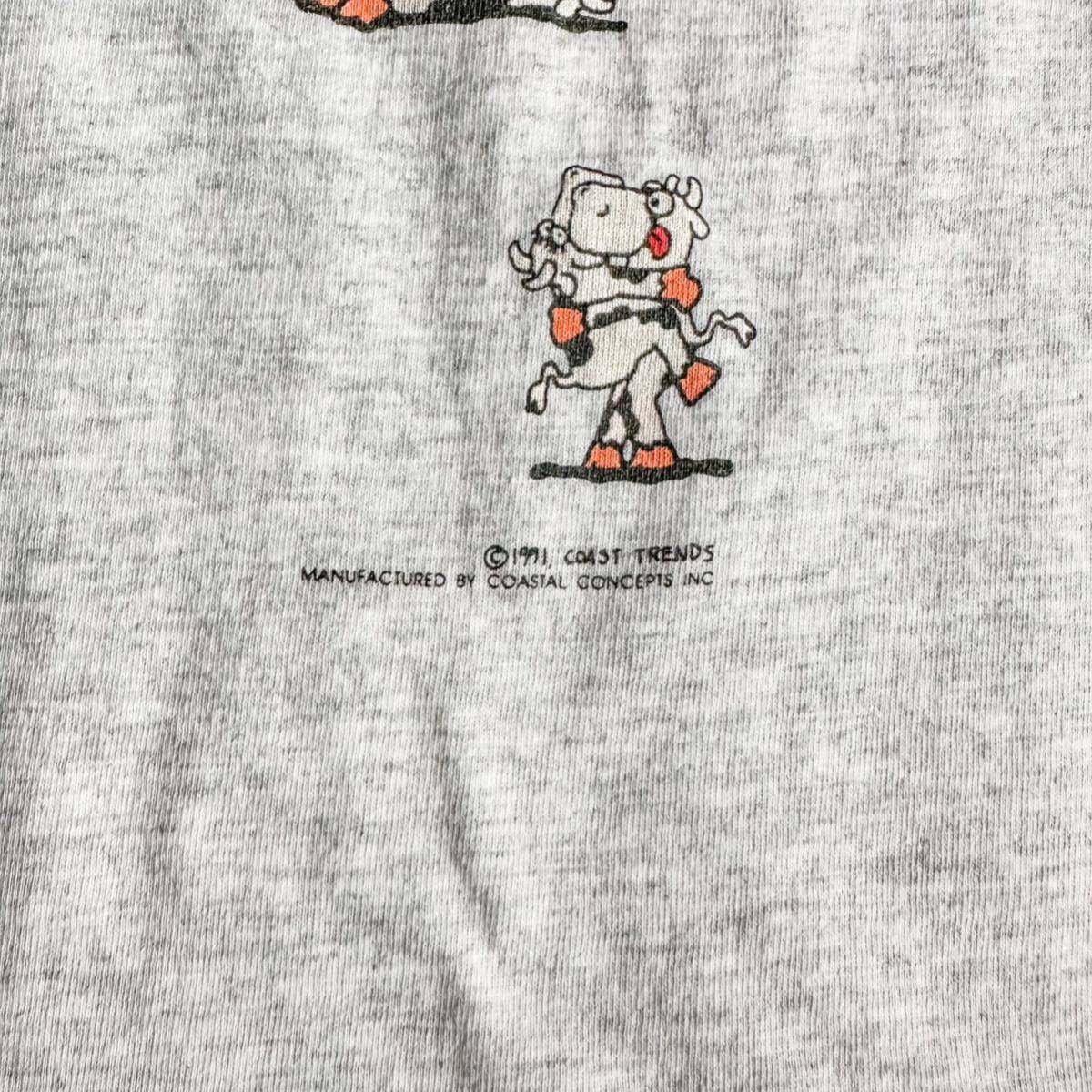 ヴィンテージ 90s USA製 牛 動物プリント 四十八手 エロTシャツ tee