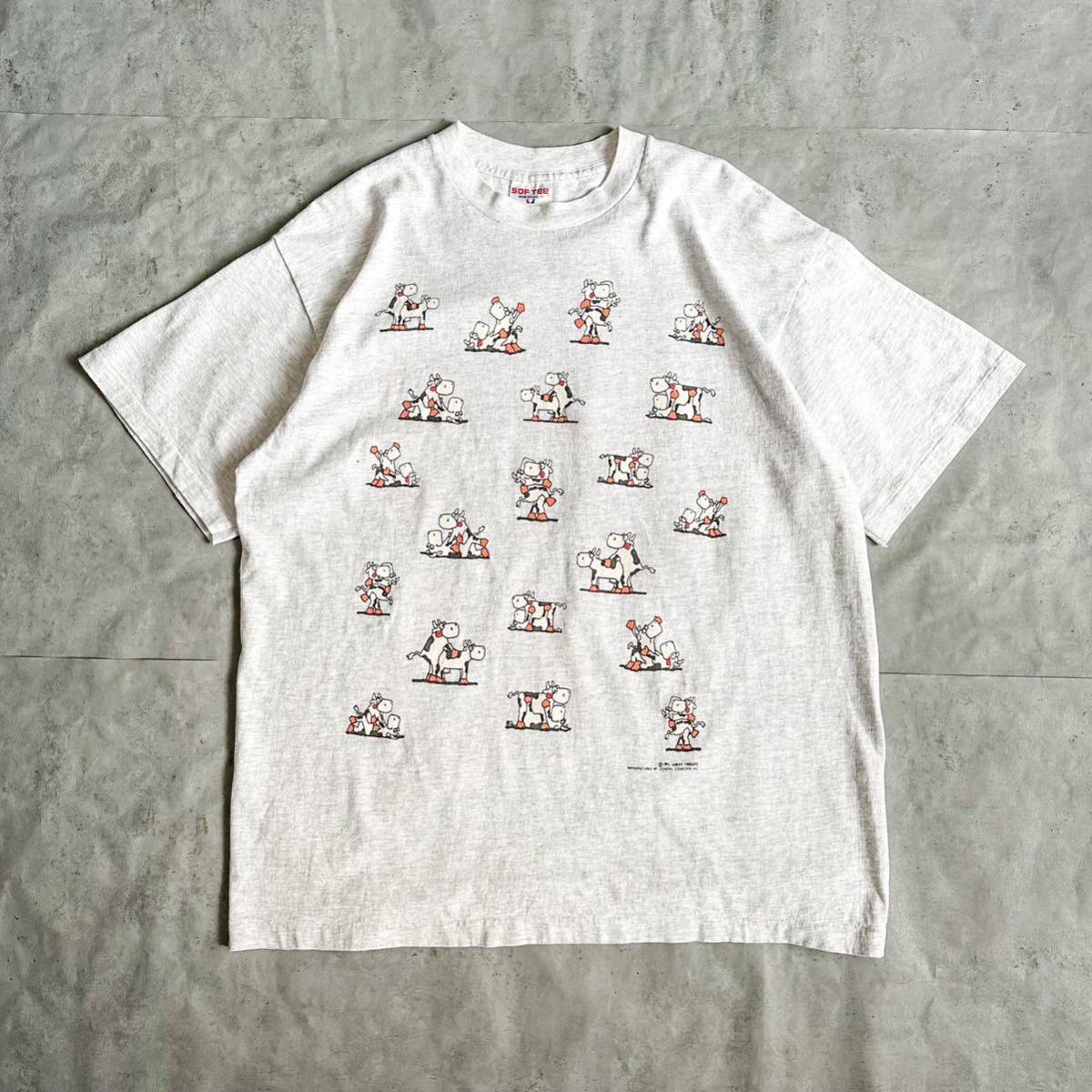 ヴィンテージ 90s USA製 牛 動物プリント 四十八手 エロTシャツ tee