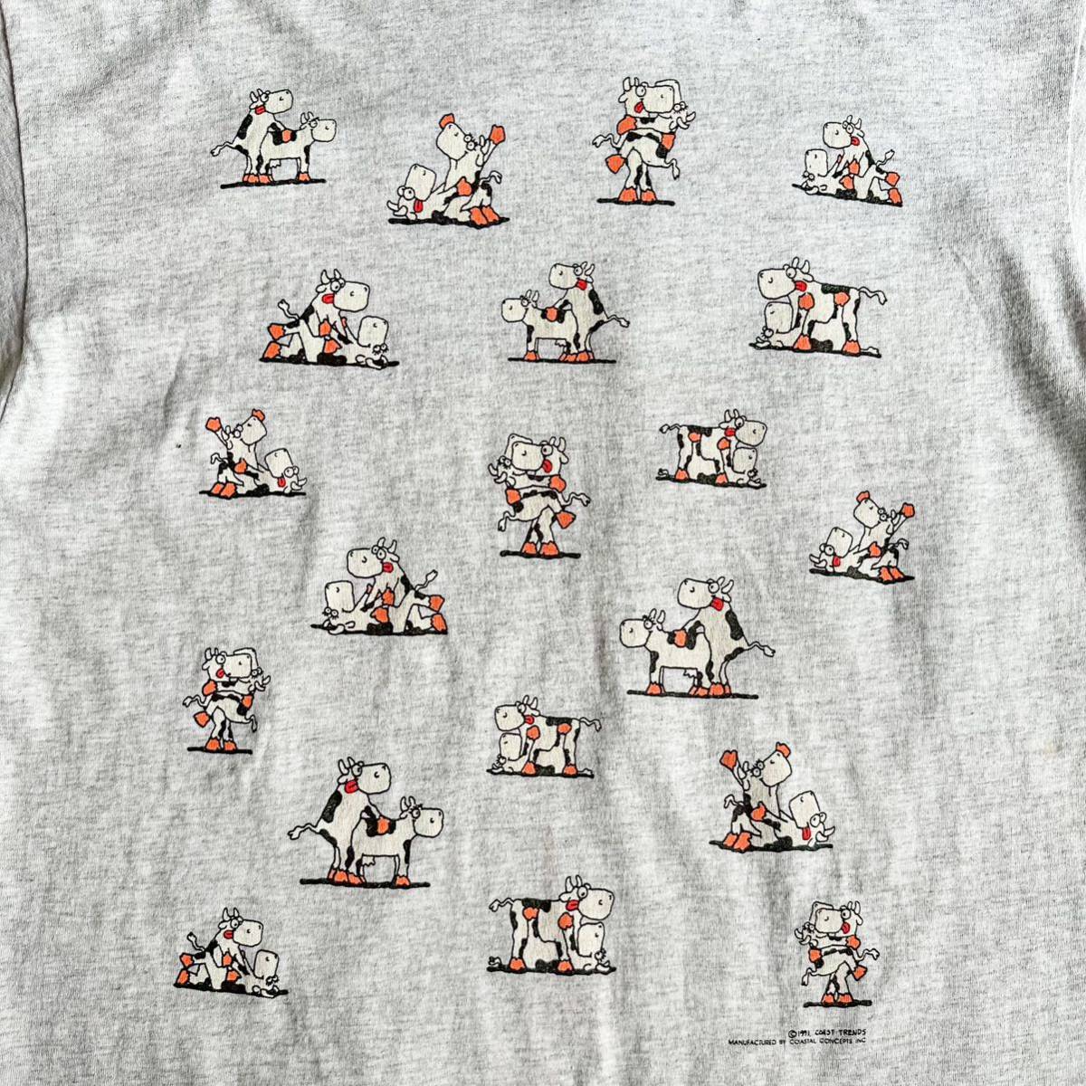 ヴィンテージ 90s USA製 牛 動物プリント 四十八手 エロTシャツ tee