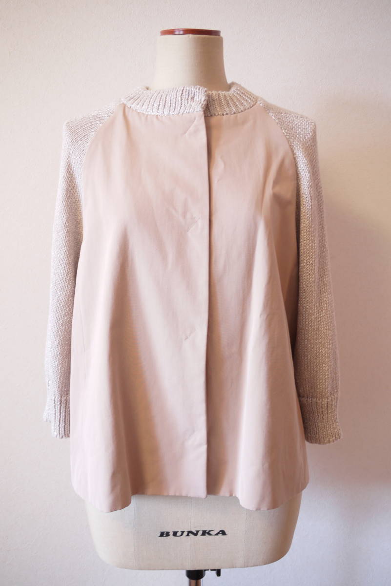 【希少!!】 HERNO 美品 42 ピンク×ベージュ 袖ニットアウター ヘルノ Mサイズ 【希少!!】 HERNO 美品 42 ピンク×ベージュ 袖ニットアウター ヘルノ Mサイズ