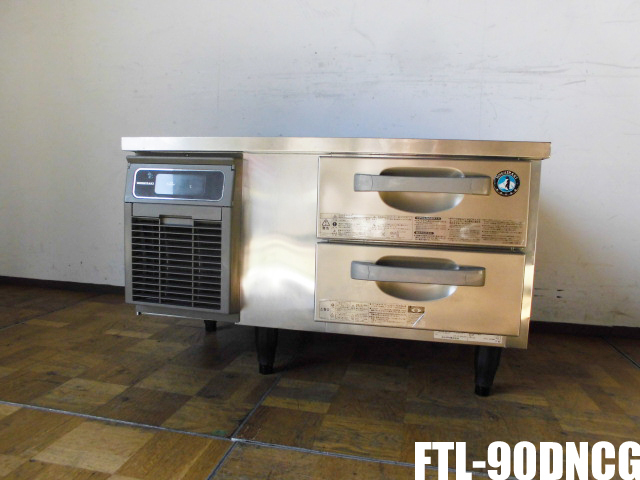 中古厨房 ホシザキ 業務用 ドロワー コールドテーブル 冷凍庫 フリーザー 引き出し2段 FTL-90DNCG 100V 34L 空冷式 2018年製