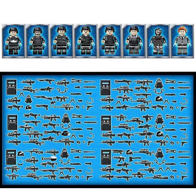 レゴ 互換】ミニフィグ 8体 武器224個 兵士 警察 特殊部隊セット 大量