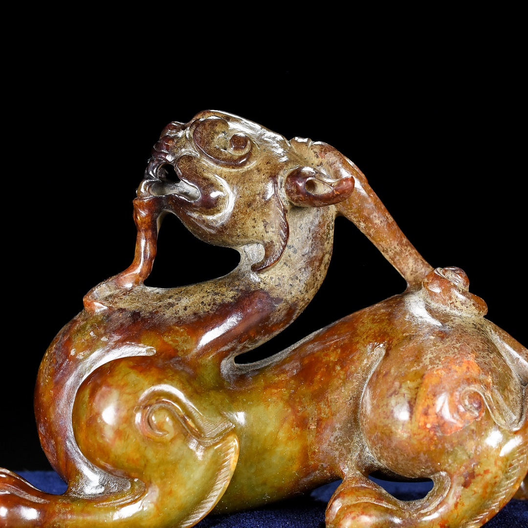 ▽鴻▽漢朝時代 高古玉 和田玉彫 獣尊 時代物 中国古美術 骨董品