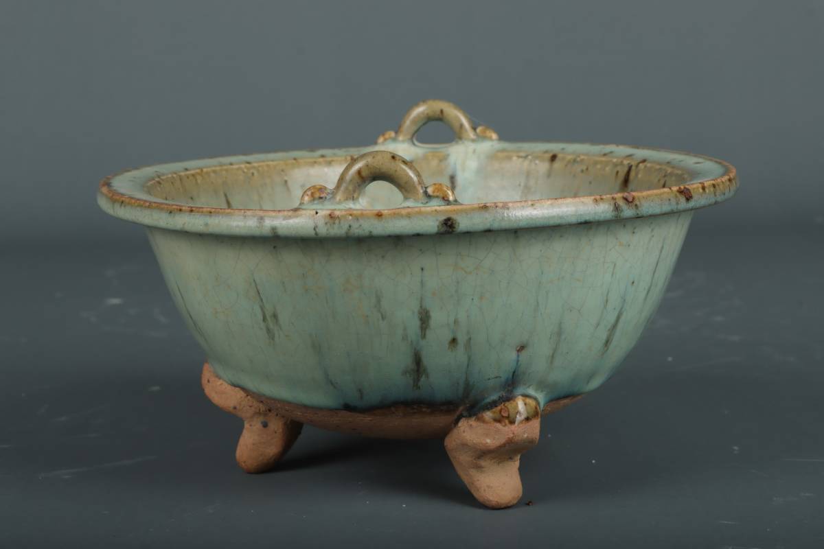 ▽鴻▽宋朝時代 陶磁器 鈞窯三足香炉 染付 時代物 中国古美術 骨董品