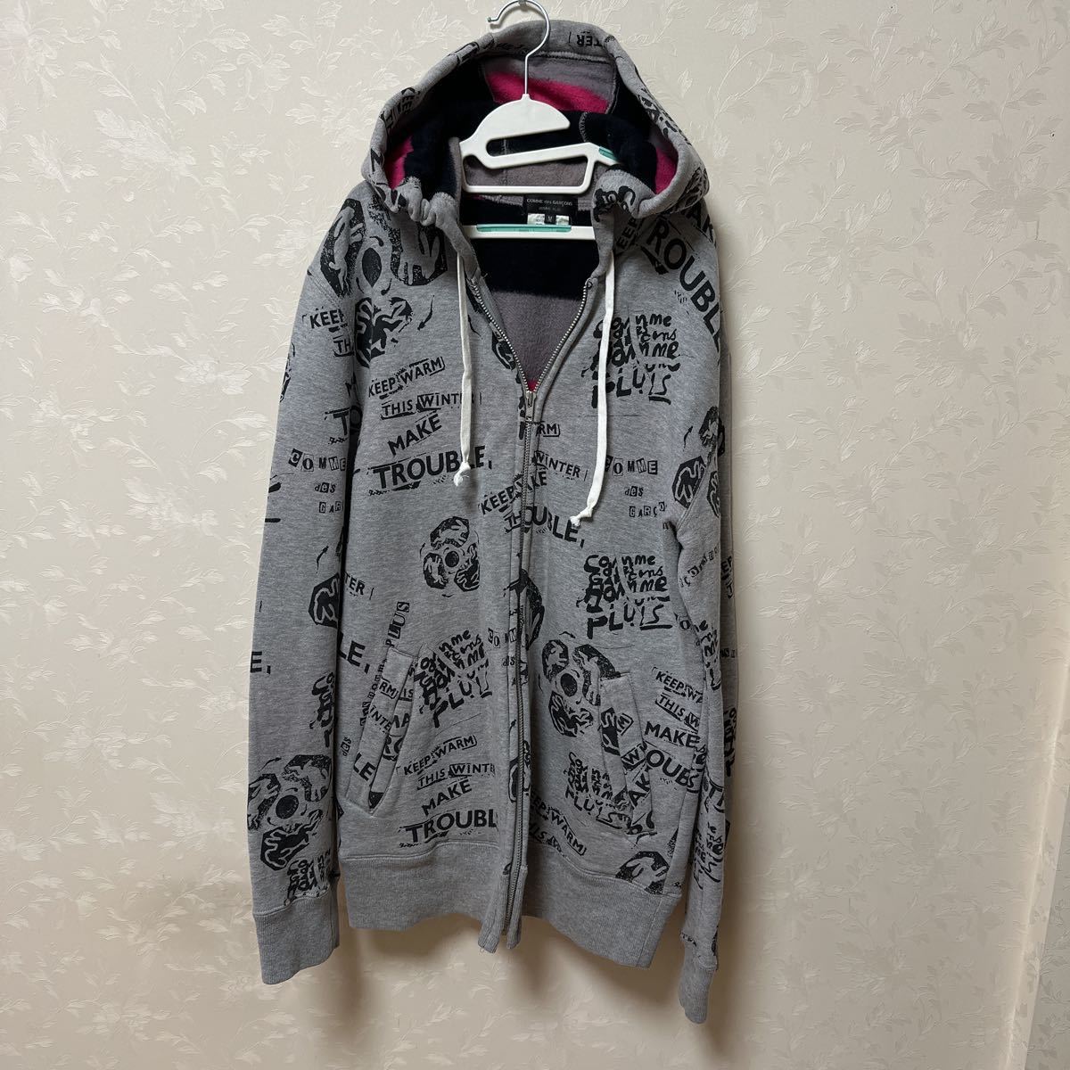  Comme des Garcons Homme pryus sweat Parker Zip up Parker total pattern inside side fleece material sizeM beautiful goods rare 