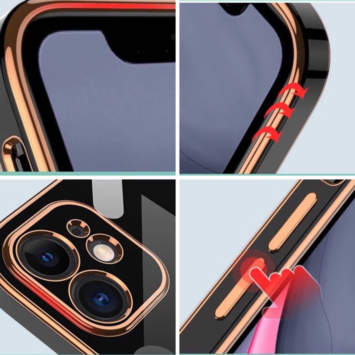 iPhone12 iPhone12Pro スマホケース シリコン　スマホカバー　メッキ加工　葉っぱマーク　シリコンケース
