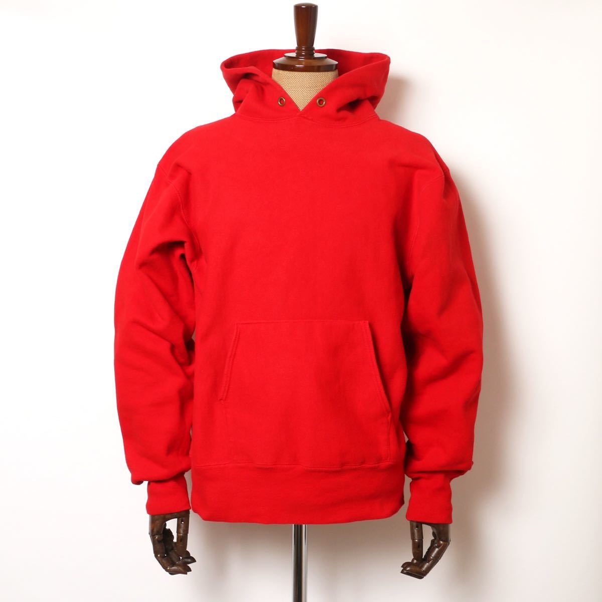 80s USA製 チャンピオン リバースウィーブ スウェットパーカー L 赤 レッド パーカ HOODIE アメリカ製 Champion 古着 トリコタグ 目無し