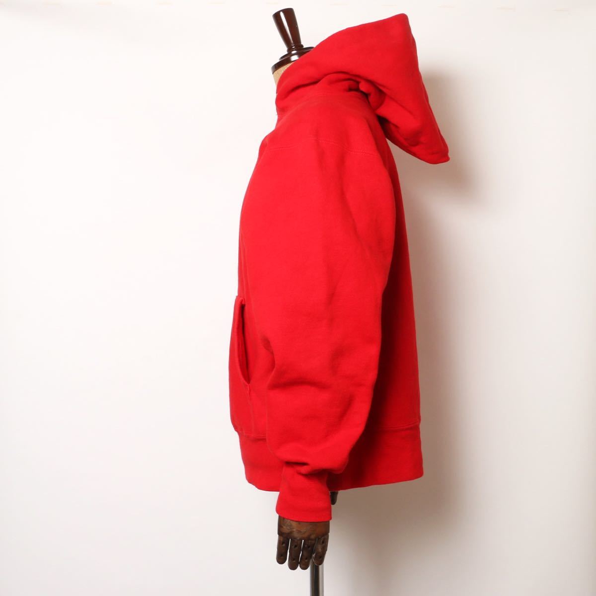80s USA製 チャンピオン リバースウィーブ スウェットパーカー L 赤 レッド パーカ HOODIE アメリカ製 Champion 古着 トリコタグ 目無し