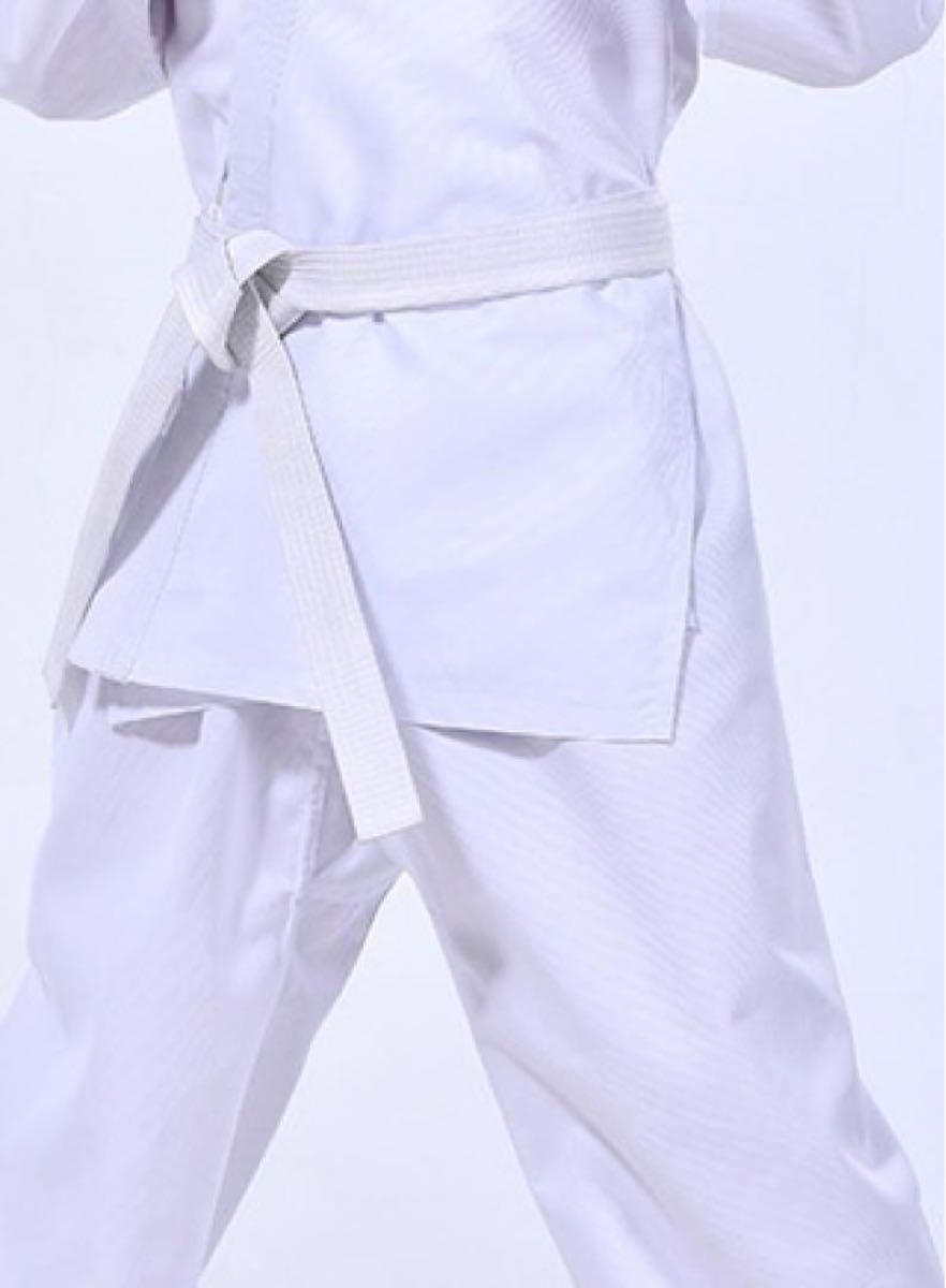 【130cm】道着　練習着　キッズ　子供　空手　男女兼用　上下　帯　130 白　帯　男の子　女の子　セット　ゴム　綿　