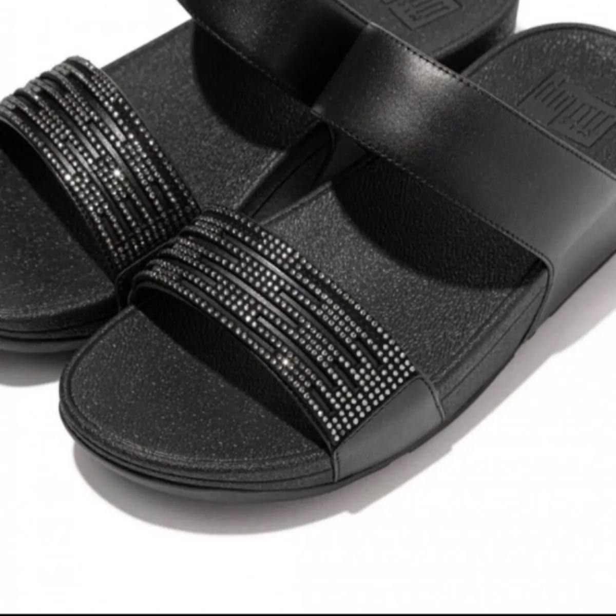 FITFLOP オールブラックLULU LACRY LE SL スライドサンダル