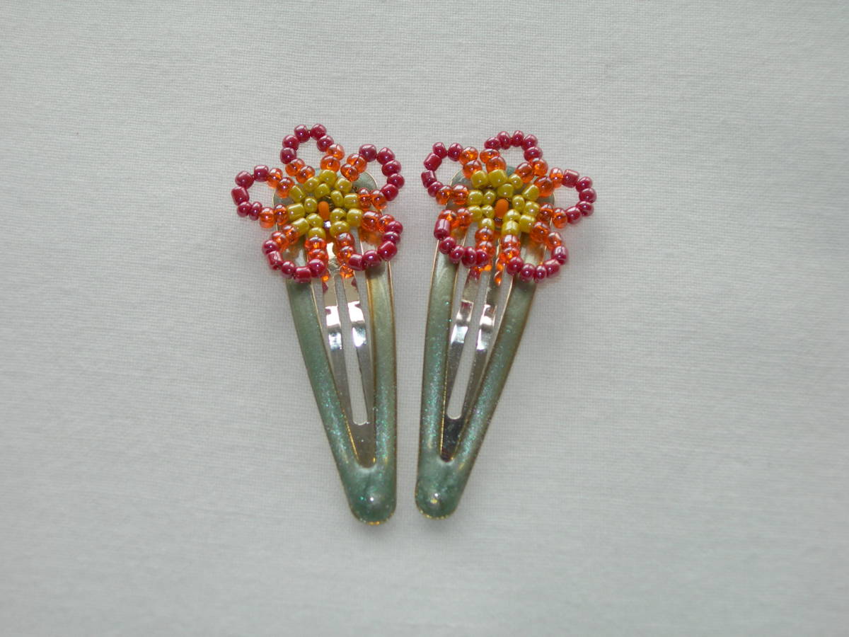  beads hairpin red series hand made unused new goods 