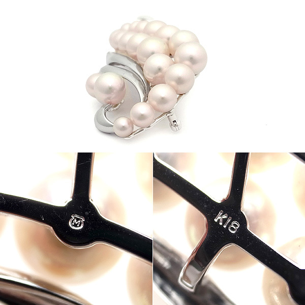 [ green shop pawnshop ] Mikimoto pearl brooch 3.9mm~8.2mm K18WG[ used ]