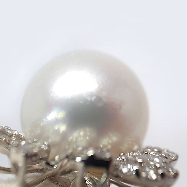 [ green shop pawnshop ] special selection jewelry pearl ring 15.6mm D1.31ct K18WG[ used ]